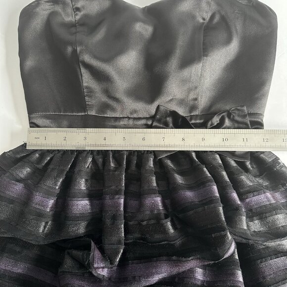 Vintage Y2K BeBop Empire Waist Strapless Mini Cocktail Dress Womens S Black Mesh - Picture 11 of 14